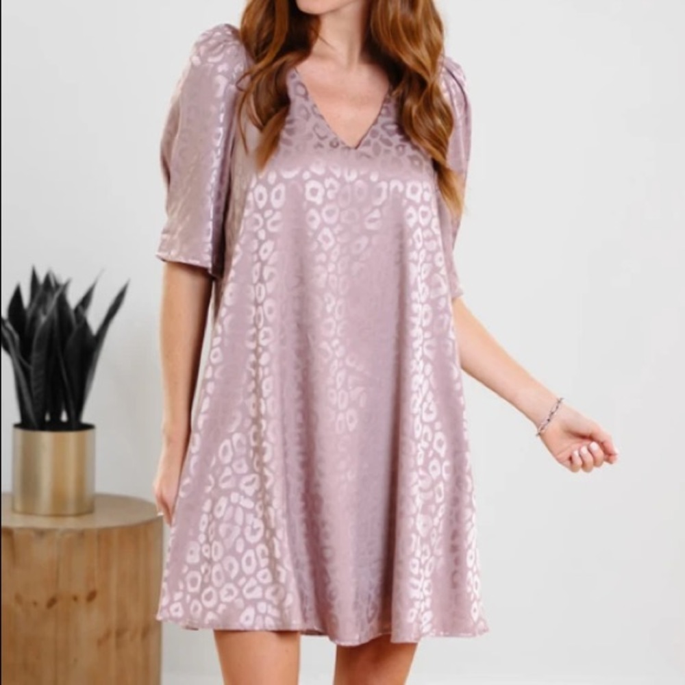 Satin Purple Cheetah Print Boutique Dress